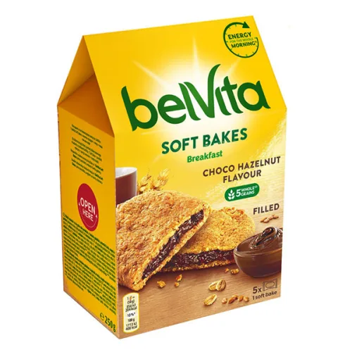 Пълнозърнести бисквити Belvita Soft пълнеж шоколад 250гр. - Belvita