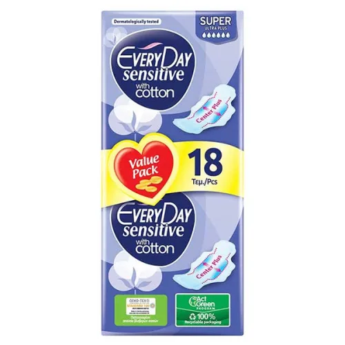 Дамски превръзки Every Day sensitive super cotton 18бр.