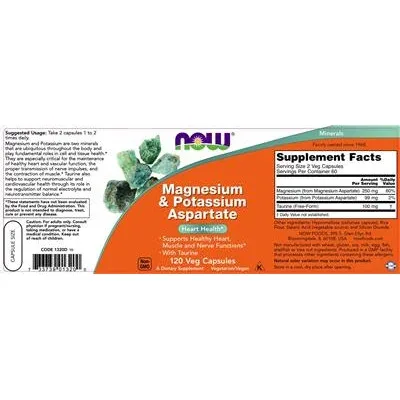 Аспартат на магнезий и калий / Magnesium & Potassium Aspartate - NOW