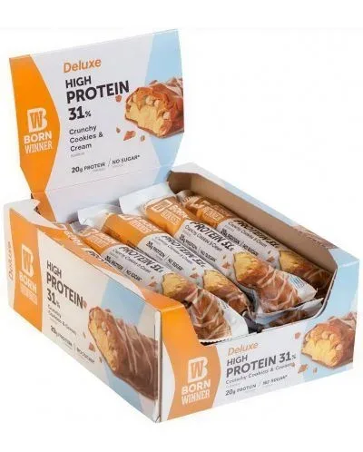 Deluxe Crunchy Protein Bar, бисквитки със сметана, 12 броя, Born Winner - Born Winner