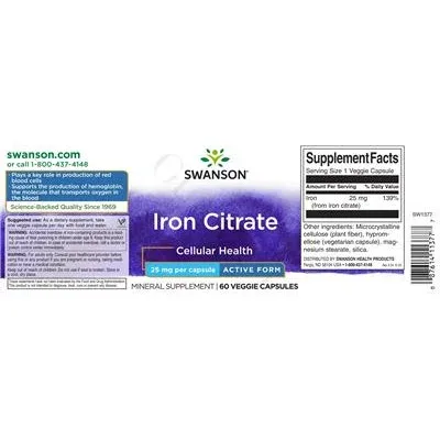 Iron Citrate 25 mg - Swanson